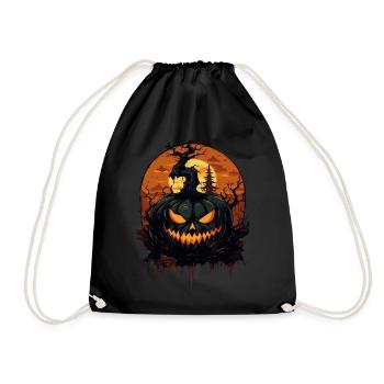 Spooky Halloween Pumpkin - Drawstring Bag - black - Front