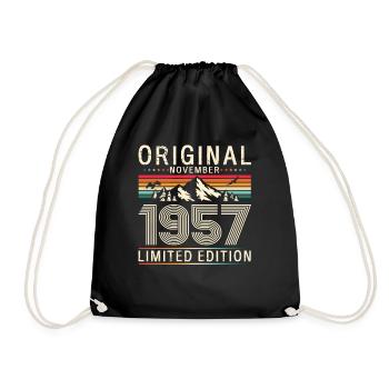 66th Birthday Original November Born 1957 - Drawstring Bag - black - Front