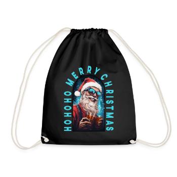HO HO HO Santa Claus Santa Claus Drinks Alcohol - Drawstring Bag - black - Front