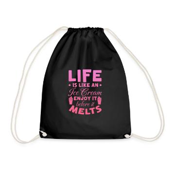 Ice Cream Ice Cream Ice Cream Summer Gift - Drawstring Bag - black - Front