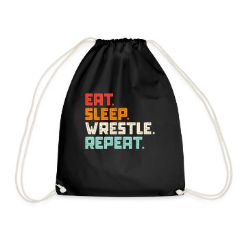 Wrestling Wrestler Fight Wrestling Ringer Gift - Drawstring Bag - black - Front