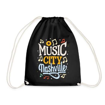 Music City Nashville Tennessee Musiker Geschenk - Turnbeutel - Schwarz - Vorne
