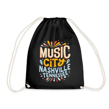 Music City Nashville Tennessee Musiker Geschenk - Turnbeutel - Schwarz - Vorne