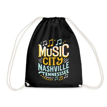Music City Nashville Tennessee Musiker Geschenk - Turnbeutel - Schwarz - Vorne