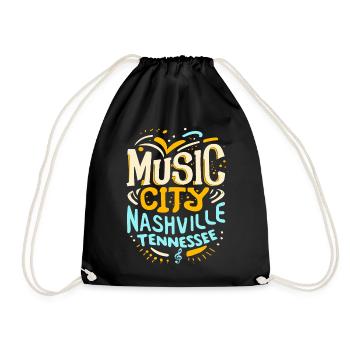 Music City Nashville Tennessee Musiker Geschenk - Turnbeutel - Schwarz - Vorne
