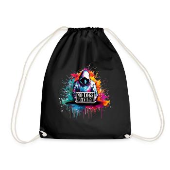 Ethical Hacker's Code: No Logs, No Crime Visual - Drawstring Bag - black - Front