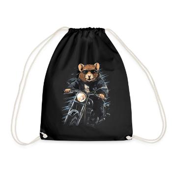Rat cool sur une moto - Sac de sport léger - noir - Devant