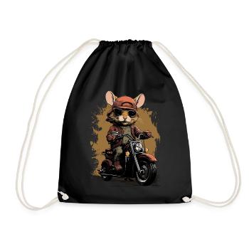 Rat cool sur une moto - Sac de sport léger - noir - Devant