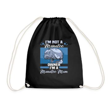 Cold Nose Warm Heart Manatee chubby manatee - Drawstring Bag - black - Front