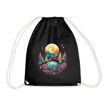 Hippie Love Nature Colorful Meditation - Drawstring Bag - black - Front