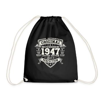 76e anniversaire Original Novembre Né 1947 - Sac de sport léger - noir - Devant