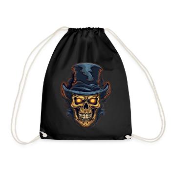 Colorful Abstract Skull with Top Hat - Drawstring Bag - black - Front