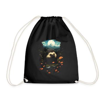 Hedgehog Animal - Drawstring Bag - black - Front
