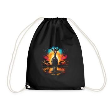 Giraffe Animal Wildlife - Drawstring Bag - black - Front