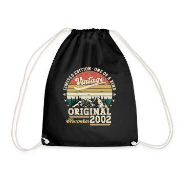 21st Birthday Vintage November Vintage 2002 - Drawstring Bag - black - Front