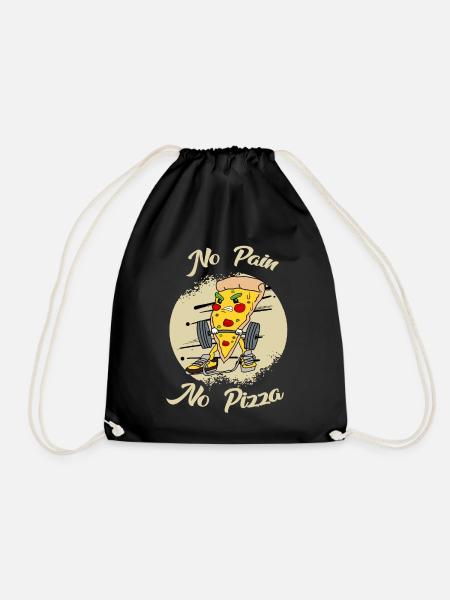 No Pain No Pizza - Turnbeutel - Schwarz