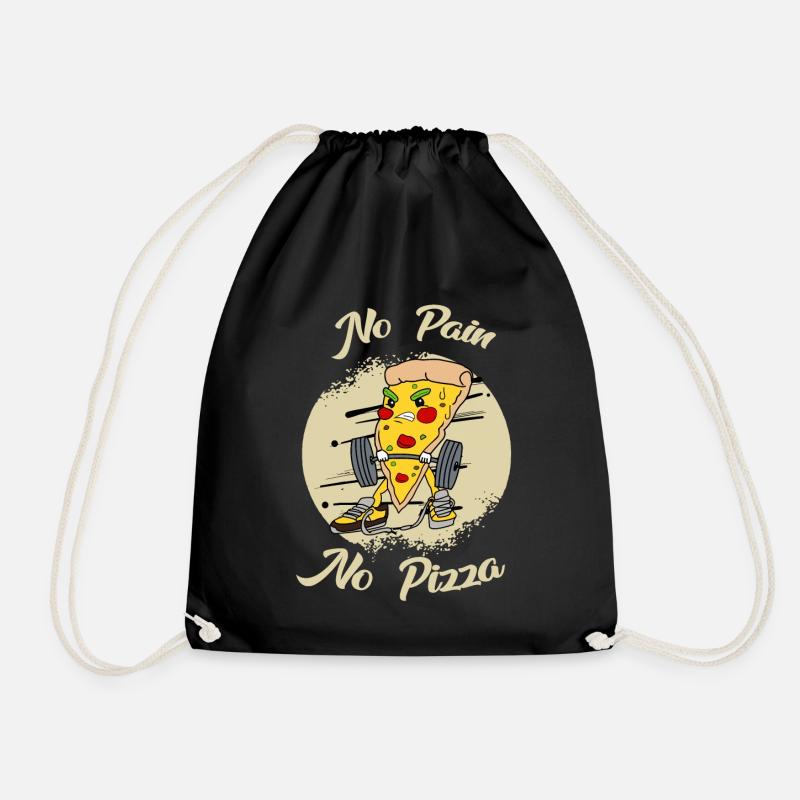 No Pain No Pizza - Turnbeutel - Schwarz