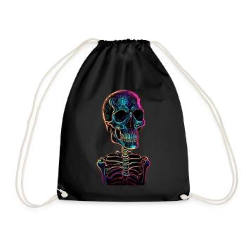 Bunter abstrakter Totenkopf - Turnbeutel - Schwarz - Vorne