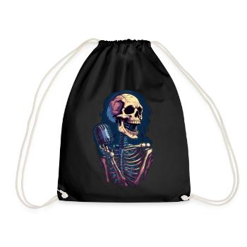 Colorful abstract skull with microphone - Drawstring Bag - black - Front