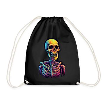 Bunter abstrakter Totenkopf mit Mikrofon - Turnbeutel - Schwarz - Vorne
