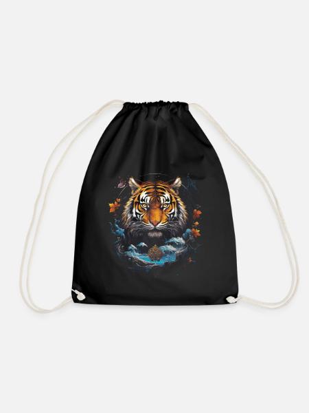 Mondlicht Tiger Chinesisch Japanisch China - Turnbeutel - Schwarz