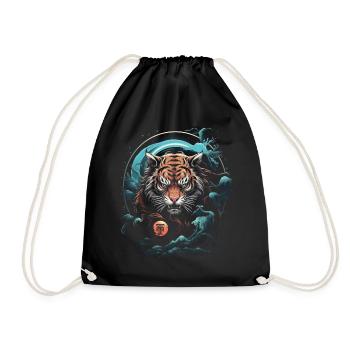 Clair De Lune, Tigre, Chinois, Japonais, Chine - Sac de sport léger - noir - Devant