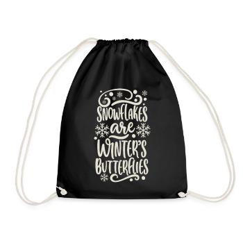 Snowflakes are Winters Butterflies Spruch Zitat - Turnbeutel - Schwarz - Vorne