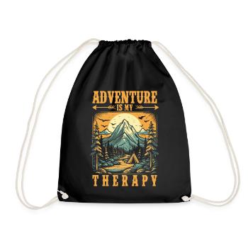 Adventure is my Therapy Mountains Camping - Drawstring Bag - black - Front