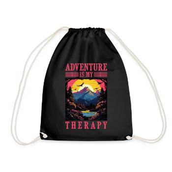 Adventure is my Therapy Mountains Camping - Drawstring Bag - black - Front