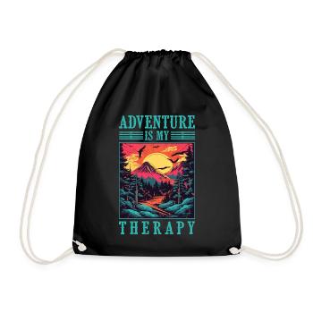 Adventure is my Therapy Mountains Camping - Drawstring Bag - black - Front