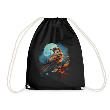 Majestic Bird Illustration Bird Lover - Drawstring Bag - black - Front