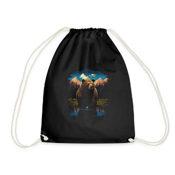 Ours, Forêt, Grizzly, Montagnes, USA - Sac de sport léger - noir - Devant
