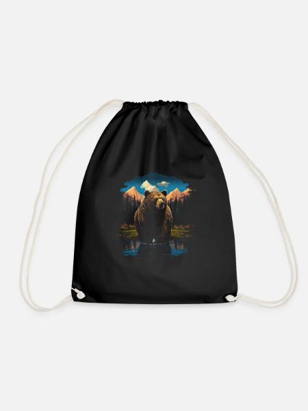 Ours, Forêt, Grizzly, Montagnes, USA - Sac de sport léger - noir