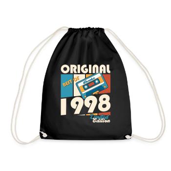25. Geburtstag November Jahrgang 1998 Kassette - Turnbeutel - Schwarz - Vorne