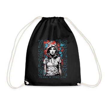 Tattoo Girl - Cool Girl Woman Tattoo - Drawstring Bag - black - Front