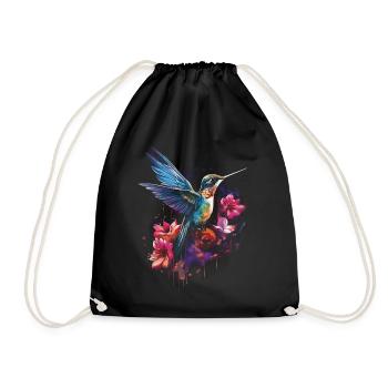Colibri oiseau Floral oeuvre - Sac de sport léger - noir - Devant