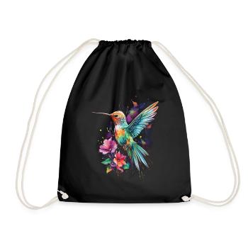 Colibri oiseau Floral oeuvre - Sac de sport léger - noir - Devant