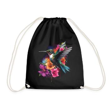 Colibri oiseau Floral oeuvre - Sac de sport léger - noir - Devant
