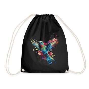 Colibri oiseau Floral oeuvre - Sac de sport léger - noir - Devant