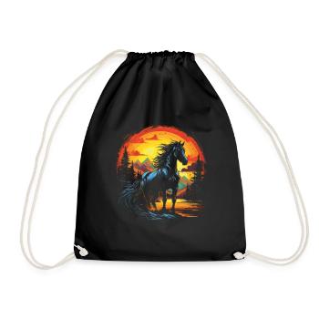 Horse, Nature, Wilderness - Drawstring Bag - black - Front