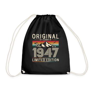 76e anniversaire Original Décembre Né 1947 - Sac de sport léger - noir - Devant