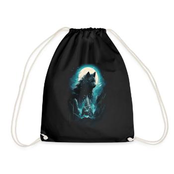 Wolf Wolves Middle Ages Dark Wilderness Nordic - Drawstring Bag - black - Front