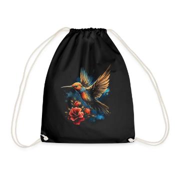 Hummingbird, Flower, Bird Lover, Animal - Drawstring Bag - black - Front