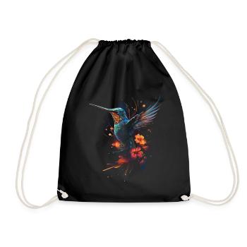 Hummingbird, Flower, Bird Lover, Animal - Drawstring Bag - black - Front