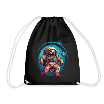 Faultier Astronaut Weltraum Raumfahrt Geschenk - Turnbeutel - Schwarz - Vorne