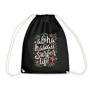Surfing Surfer Aloha Saying Quote - Drawstring Bag - black - Front