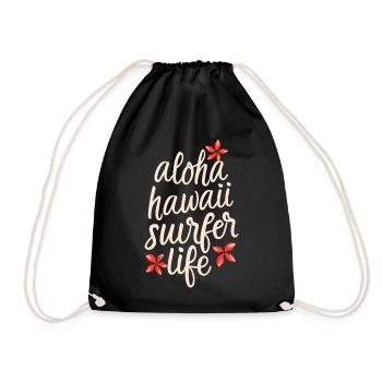 Surfing Surfer Aloha Surfer Life Quote - Drawstring Bag - black - Front