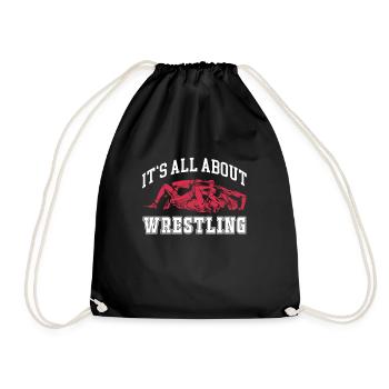 Wrestling Wrestler Fight Wrestling Ringer Gift - Drawstring Bag - black - Front