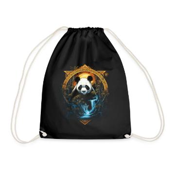 Panda Chinesisch Japanisch Asien Bambus Kawaii - Turnbeutel - Schwarz - Vorne