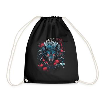 Wolf Japanisch Japanische Kunst Anime Traditionell - Turnbeutel - Schwarz - Vorne